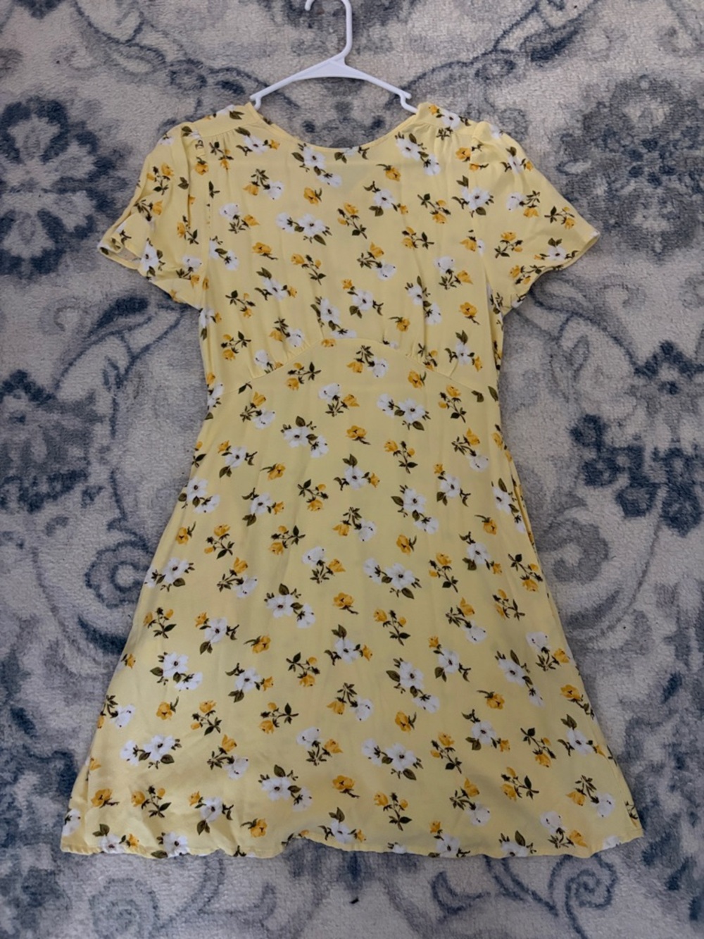 Old Navy Yellow Floral Short Sleeve Mini Dress
